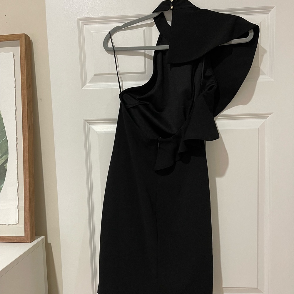 Gianni Bini Black Side Ruffle High Neck Midi Cocktail Classy Dress - NWT! - Picture 6 of 10